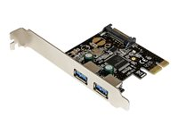 StarTech.com Carte contrôleur PCIe à 2 ports USB 3.0 - Adaptateur PCI Express 2x USB Super Speed avec alimentation SATA - Adaptateur USB - PCIe - USB 3.0 x 2 - pour P/N: S3510SMU33, USB3S2ESATA3 PEXUSB3S23