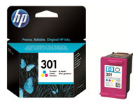 HP 301 - 3 ml - couleur (cyan, magenta, jaune) - original - cartouche d'encre - pour Deskjet 1000, 1010, 1050 J410, 1050A J410, 1051A J410, 1055 J410, 1056 J410, 1510, 1512 CH562EE#UUS