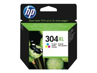 HP 304XL - À rendement élevé - couleur (cyan, magenta, jaune) - original - cartouche d'encre - pour AMP 130; Deskjet 26XX, 37XX; ENVY 50XX N9K07AE#UUS