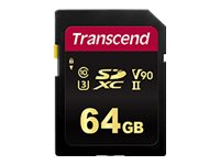 Transcend 700S - Carte mémoire flash - 64 Go - Video Class V90 / UHS-II U3 / Class10 - SDXC UHS-II TS64GSDC700S