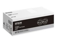 Epson 0710 - Pack de 2 - haute capacité - noir - original - cartouche de toner - pour WorkForce AL-M200DN, AL-M200DN Double pack bundle ETD, AL-M200DW, AL-MX200DNF, AL-MX200DWF C13S050710