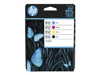 HP 912 - Pack de 4 - noir, jaune, cyan, magenta - original - cartouche d'encre - pour Officejet 80XX; Officejet Pro 80XX 6ZC74AE