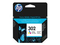 HP 302 - 4 ml - couleur (cyan, magenta, jaune) - original - cartouche d'encre - pour Deskjet 11XX, 21XX, 36XX; Envy 451X, 452X; Officejet 38XX, 46XX, 52XX F6U65AE#301