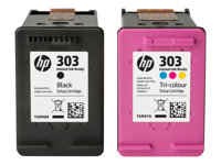 HP 303 - Pack de 2 - couleur (cyan, magenta, jaune), noir pigmenté - original - cartouche d'encre - pour ENVY Photo 62XX, Photo 71XX, Photo 78XX; ENVY Inspire 72XX, 79XX; Tango 3YM92AE#301