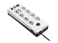 Eaton Protection Box 8 USB Tel@ Din - Protection contre les surtensions - CA 220-250 V - 2500 Watt - connecteurs de sortie : 8 - blanc PB8TUD